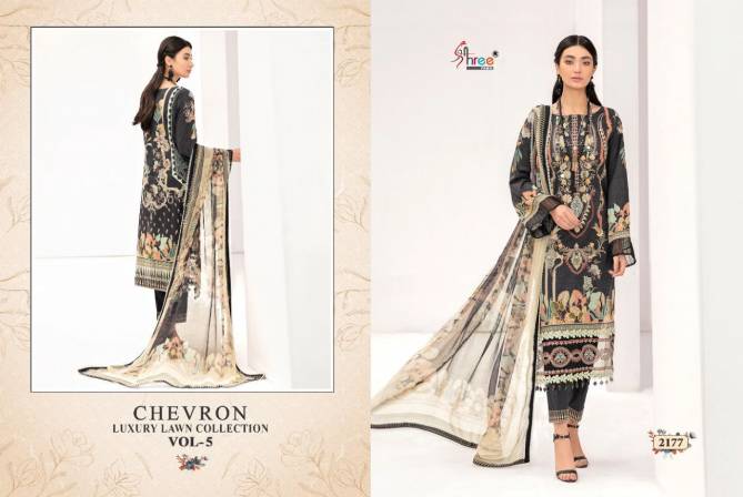 Shree Chevron Luxury 5 Lawn Cotton Ethnic Wear Heavy Pakistani Suits Collection